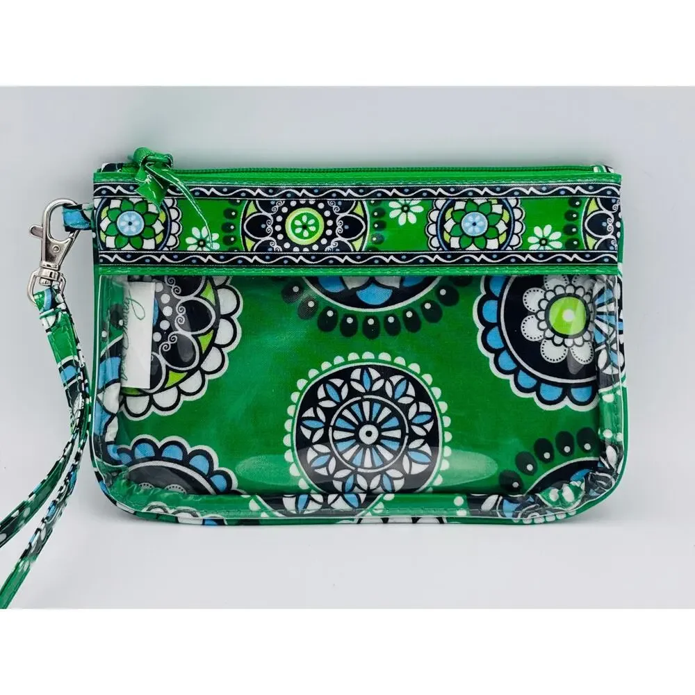 Vera Bradley Cupcakes Green Wristlet Zip Cosmetic Travel Clutch Retired Print - Picture 1 of 7